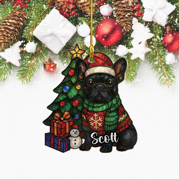 Christmas black French bulldog Ornament/ custom brindle Frenchie christmas car decor/ first Christmas puppy Gift for dog mom pet lover dad