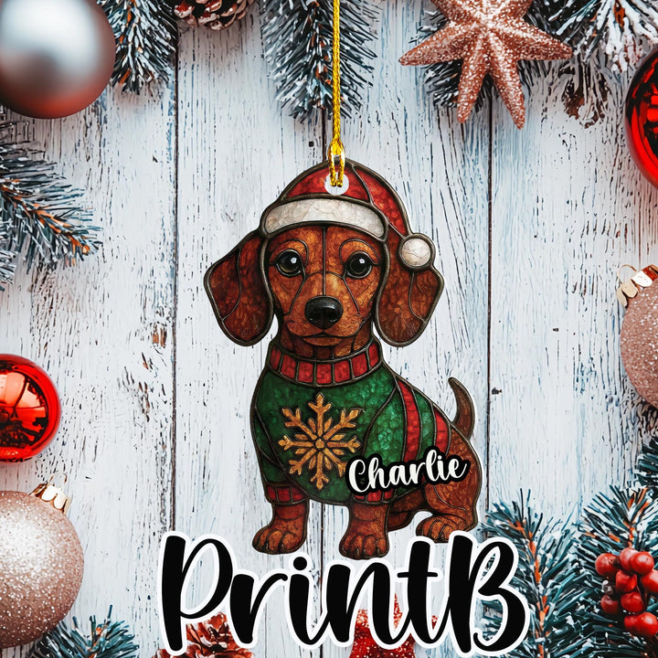 Dachshund Christmas Ornament – Personalized Doxie Wiener Dog Sausage Dog Gift