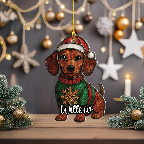 Dachshund Christmas Ornament – Personalized Doxie Wiener Dog Sausage Dog Gift