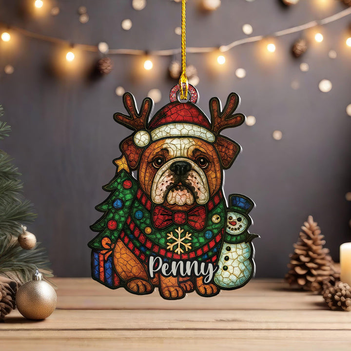 Christmas English bulldog Ornament/ custom christmas car decor/ personalized pet loss memorial present/ Christmas Gift for dog mom lover dad