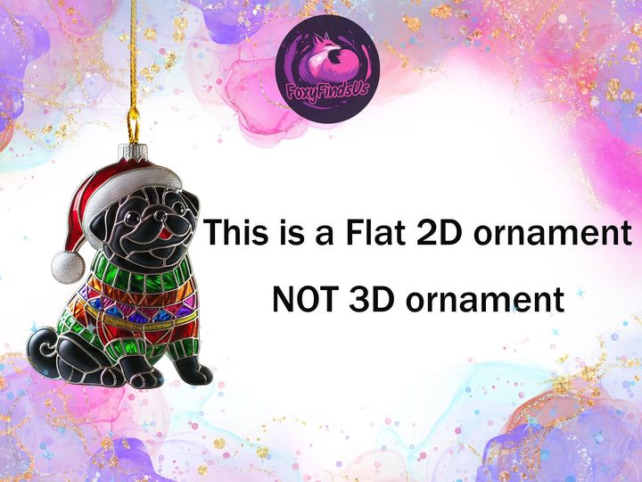Christmas Black Pug Ornament decor/ custom Pug dog car ornament/ acrylic Christmas Gift present for dog mom lover dad/ personalized gift