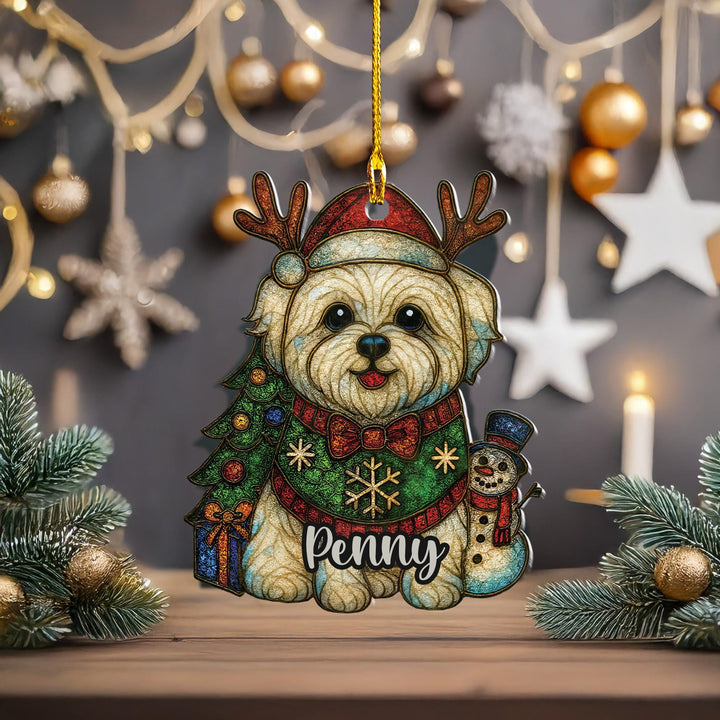 Christmas mailtese dog Ornament/ custom poodle doodle dog christmas car decor/ first Christmas puppy memorial Gift for dog mom dad