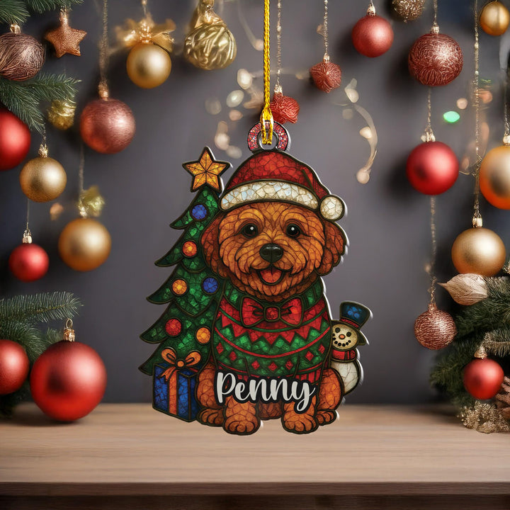 Christmas poodle Ornament/ custom golden doodle dog car decor/ first Christmas memorial Gift for dog mom dad/ personalized pet loss ornament