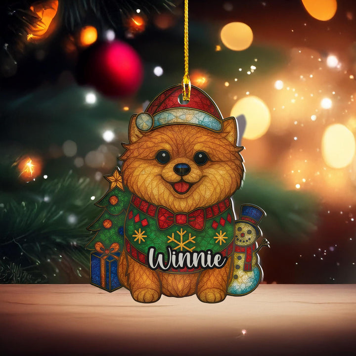 Christmas pomeranian Ornament/ custom pom dog christmas car decor/ first Christmas puppy memorial Gift for dog mom dad