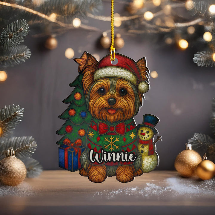 Christmas yorkie Ornament/ custom yorkshire terrier dog car decor/ first Christmas memorial Gift for dog mom dad/ personalized pet loss