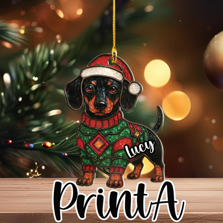 Dachshund Christmas Ornament – Personalized Doxie Wiener Dog Sausage Dog Gift