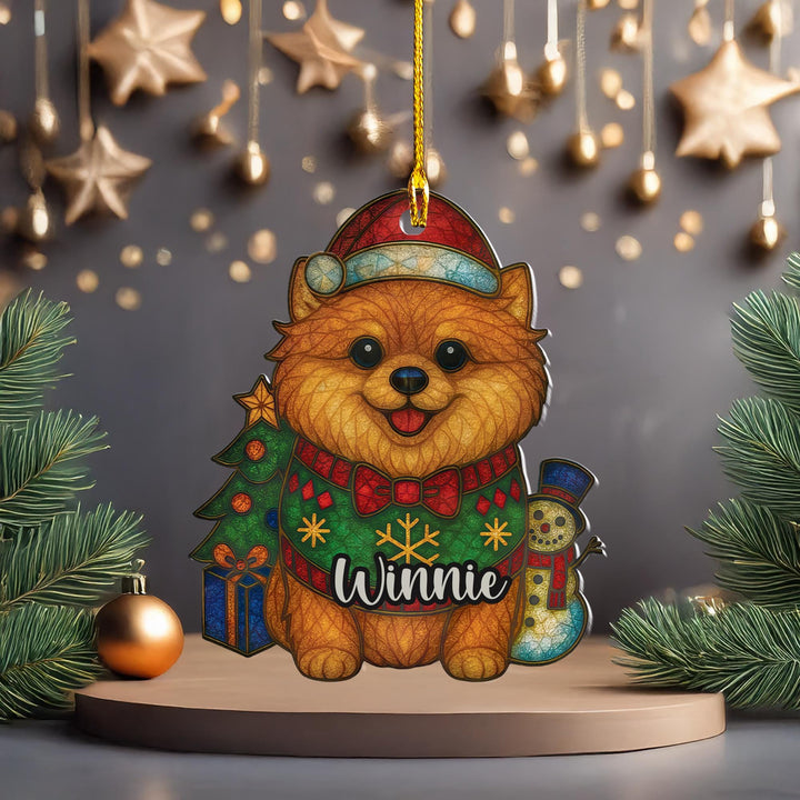 Christmas pomeranian Ornament/ custom pom dog christmas car decor/ first Christmas puppy memorial Gift for dog mom dad