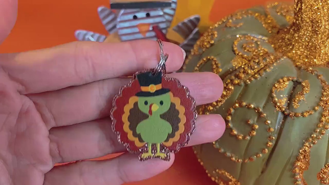 Thanksgiving turkey dog tag for collar accessory/ harvest fall autumn cute dog tag