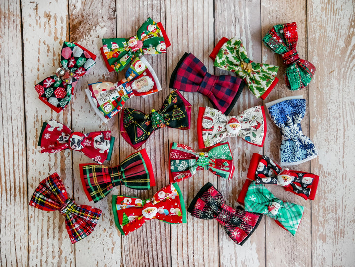 Christmas dog collar bow tie/ plaid dog bow tie/ boy girl dog bow tie