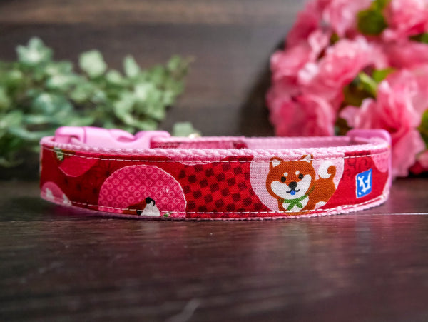 Dog collar - Shiba in Pink