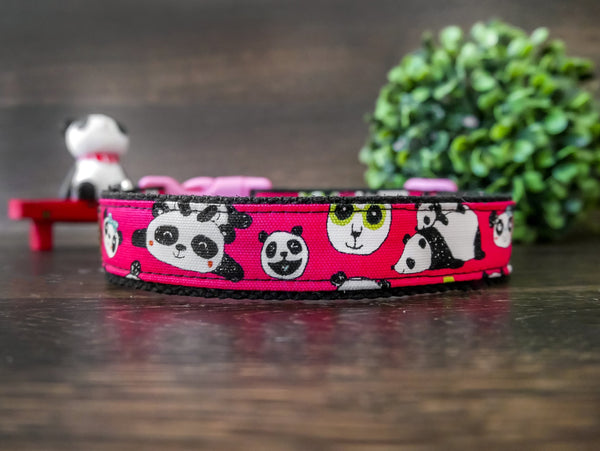 dog collar, Cute Panda dog collar, Girl dog Collar, Fun Pink dog collar, Small Puppy collar, medium Big dog collar, female fabric collar