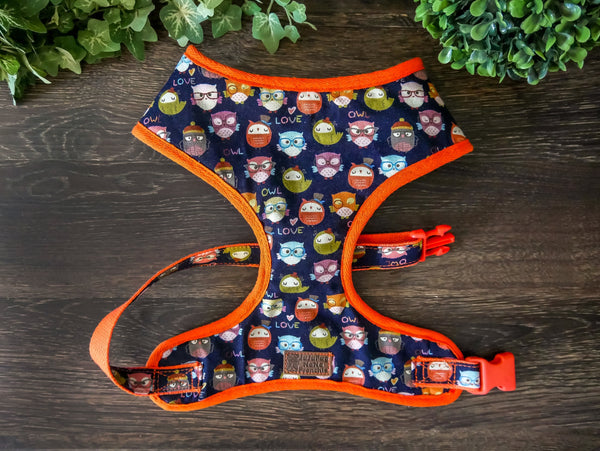 Owl dog harness/ Boy dog harness vest/ cute puppy harness/ small Girl dog harness/ custom medium dog harness/ soft designer harness