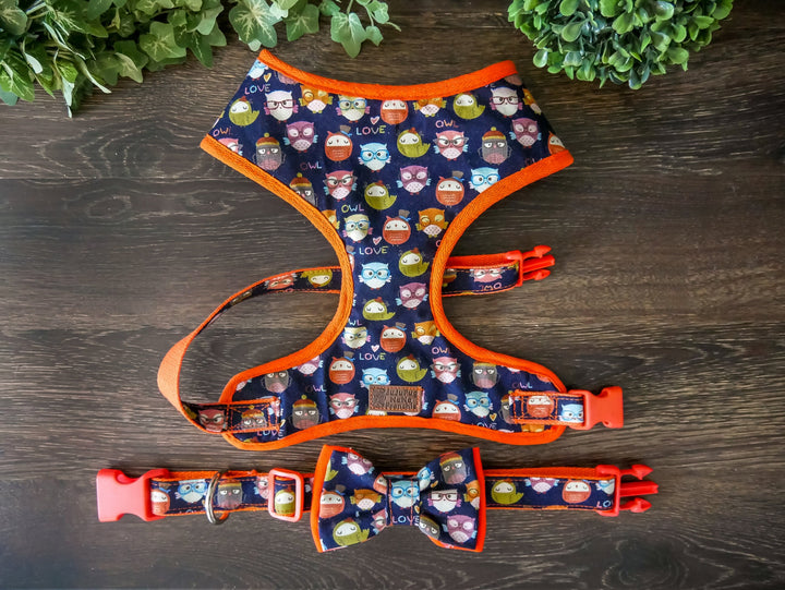 Owl dog harness/ Boy dog harness vest/ cute puppy harness/ small Girl dog harness/ custom medium dog harness/ soft designer harness