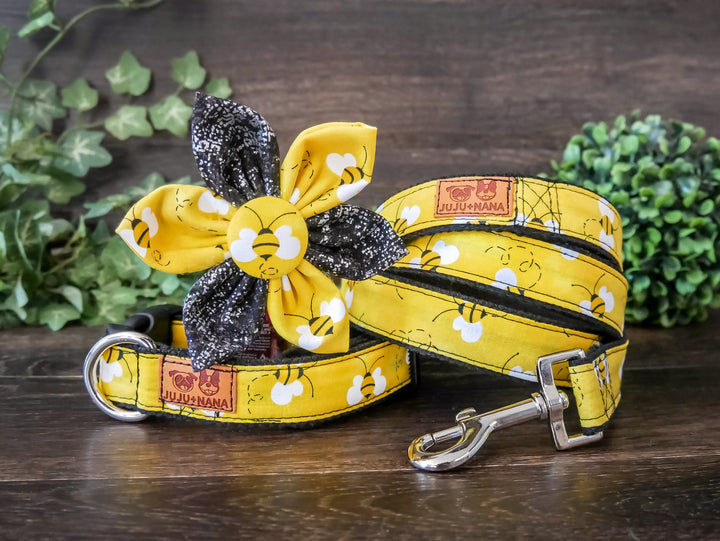 Cute Bee dog Harness collar leash set, Girl boy dog harness vest, Yellow Puppy dog harness and leash, Small medium dog lead and harness