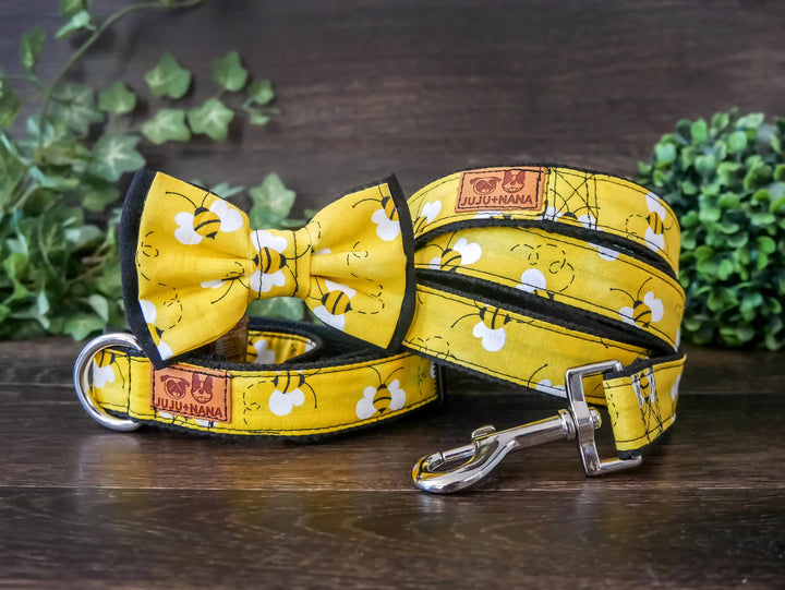 Cute Bee dog Harness collar leash set, Girl boy dog harness vest, Yellow Puppy dog harness and leash, Small medium dog lead and harness