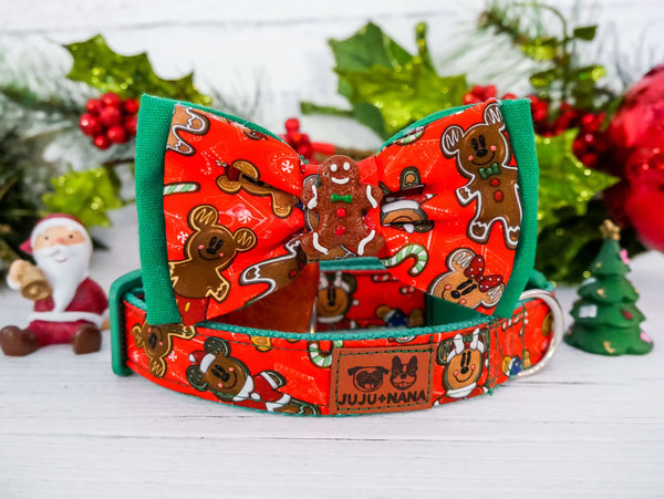 Christmas dog collar bow tie - gingerbread man