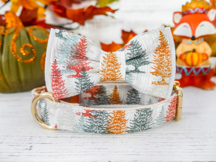 Dog collar with flower - Fall Forest