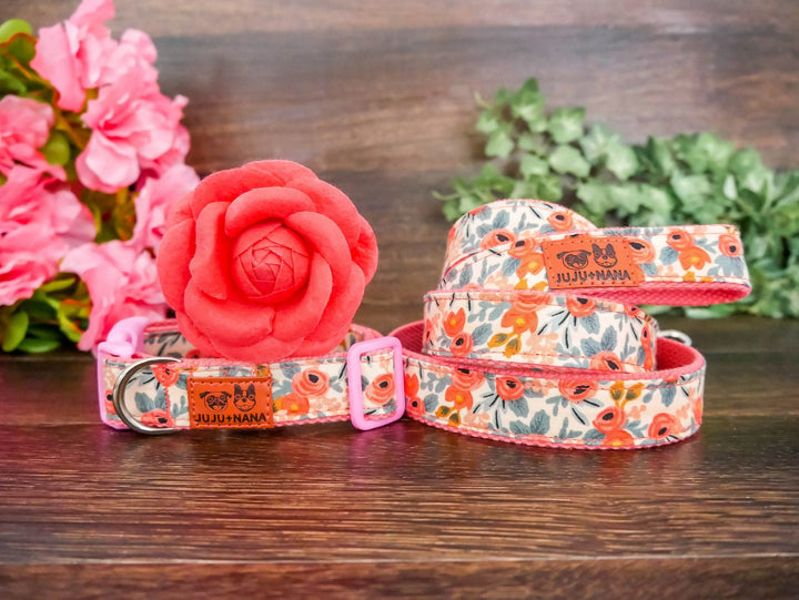 Floral girl dog harness set/ rifle paper co harness and leash/ pink flower harness vest/ Custom dog lead and harness/ small medium puppy dog