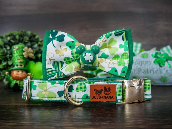 St. Patrick's Day  dog collar bow tie - Glitter shamrock