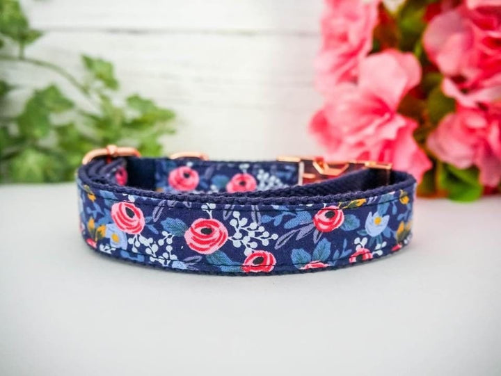Rosa flower dog collar/ Rifle paper co collar/ girl floral dog collar/ Personalized Laser Engraved Dog Collar/ Large small puppy dog collar
