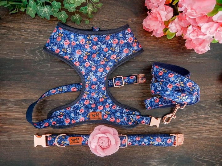 Floral dog harness / girl dog harness vest/ rose flower dog harness/ rifle paper co/ designer fabric dog harness/ custom small puppy harness