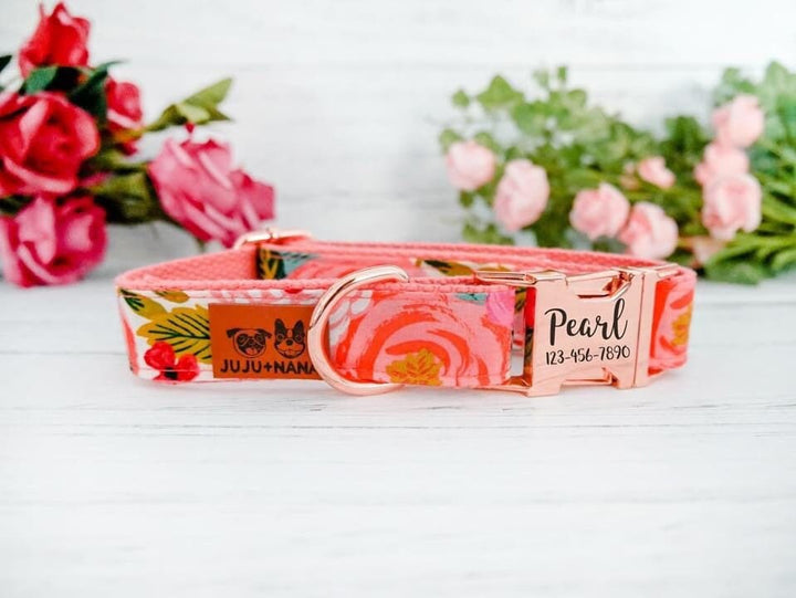 Rifle paper co Floral dog collar/ Personalized Engraved buckle Dog Collar
