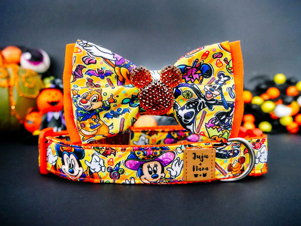 Halloween dog collar bow tie - Spooky