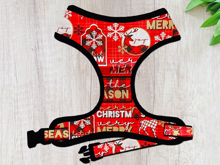 Christmas plaid dog harness/ girl boy dog harness
