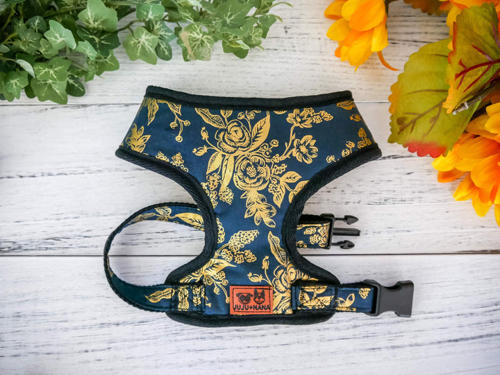 Rifle paper co dog harness/ girl flower dog harness vest/ autumn floral dog harness/ fall gold rose dog harness/ custom female dog harness/