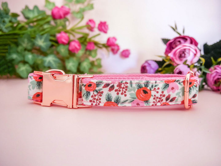 Rifle paper co floral dog collar/ girl flower Dog Collar/ Small medium dog collar/ large Puppy Collar/ female fabric dog collar/ rose collar