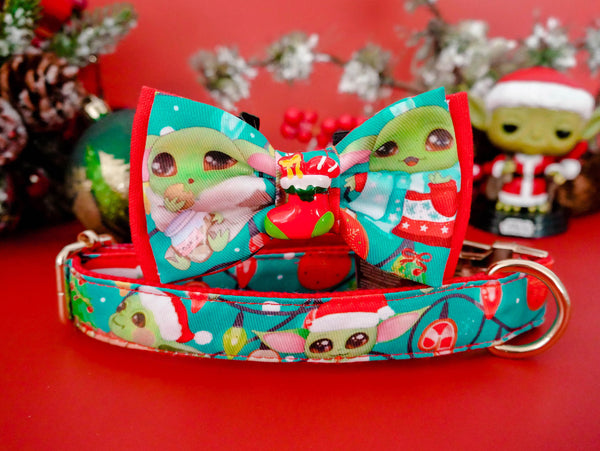 Christmas dog collar bow tie set  - Christmas baby