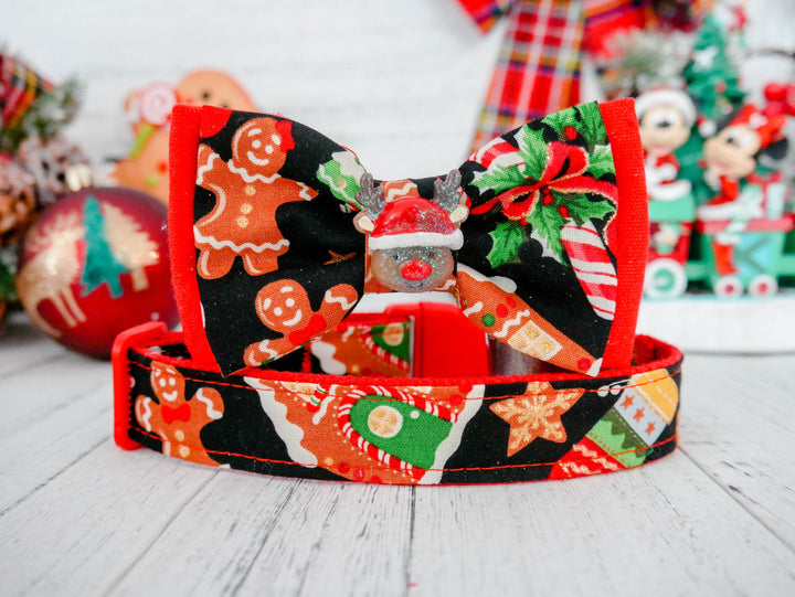 Christmas dog collar bow tie - gingerbread men