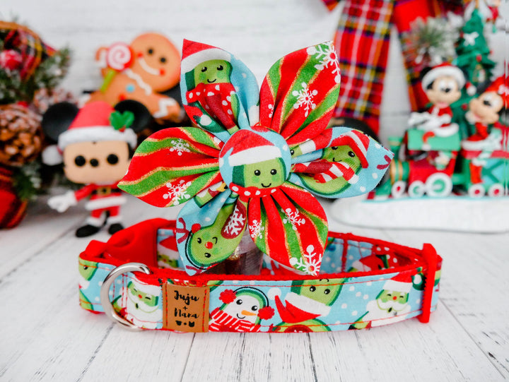 Christmas dog collar with flower - Christmas Avocado