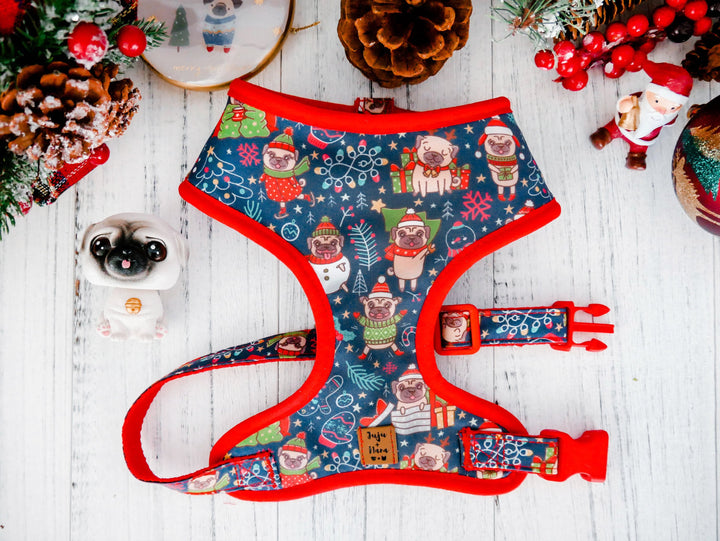 Christmas Pug dog harness/ cute French bulldog harness vest