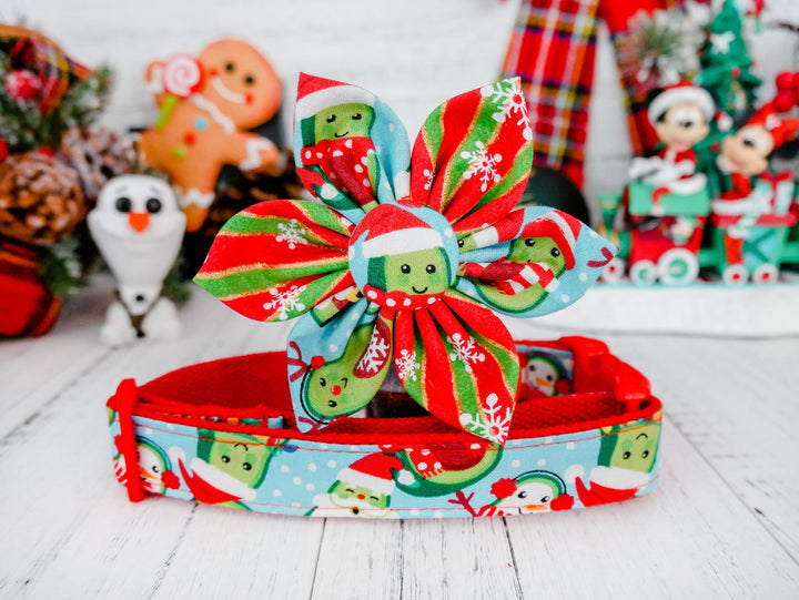 Christmas dog collar with flower - Christmas Avocado