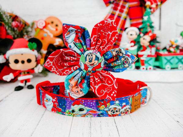 Christmas dog collar with flower - Christmas characters