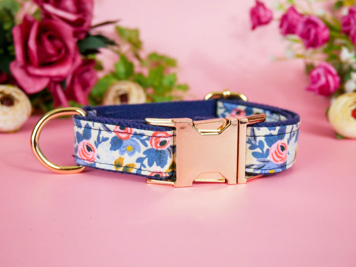 Dog Collar with flower - Rosa white