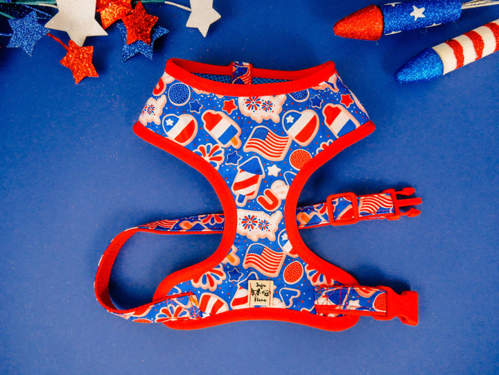 Patriotic usa dog harness vest/ boy girl dog harness/ independence day 4th of july harness/ small medium puppy harness/ memorial day harness