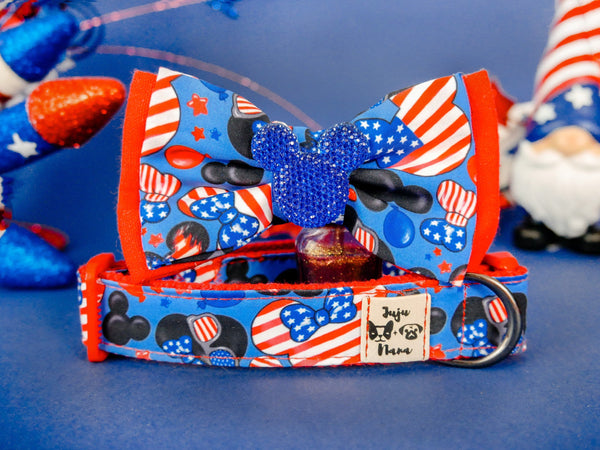 Patriotic dog collar with bow tie - USA cookie