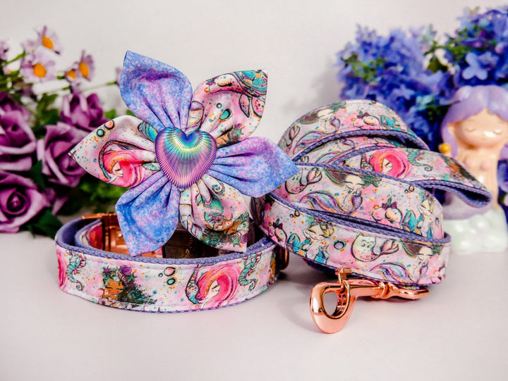 Dog collar with flower - Mermaid princesses