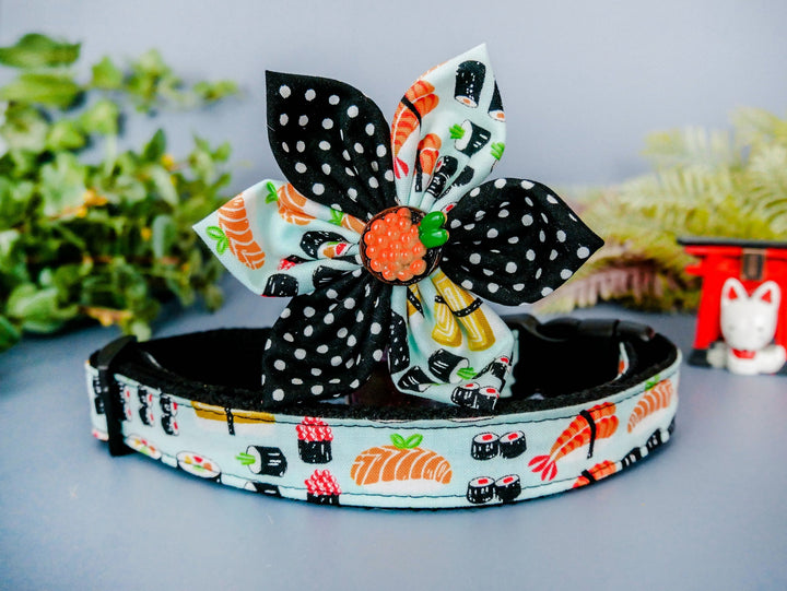 Japanese sushi dog collar leash set/ cute girl dog collar flower