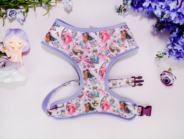 cute Mermaid dog harness vest/ Purple Girl dog harness/ Small Puppy harness/ custom medium dog harness/ trendy female harness