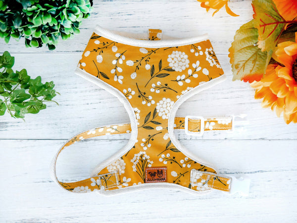 Dog harness - Muster yellow and white flowers