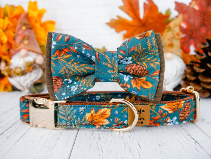 Autumn leaves dog collar bow tie/ Thanksgiving Harvest