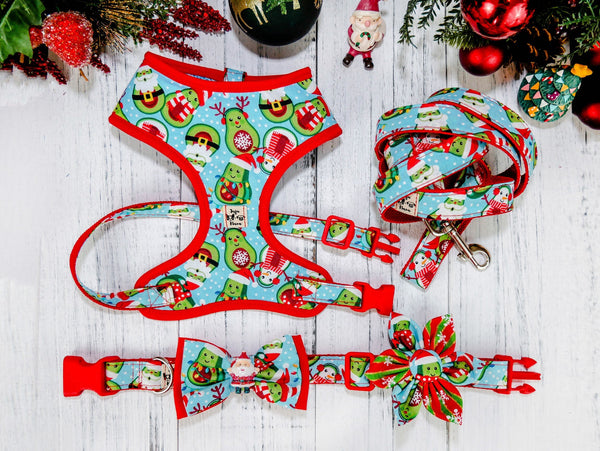 Christmas dog harness set - avocado