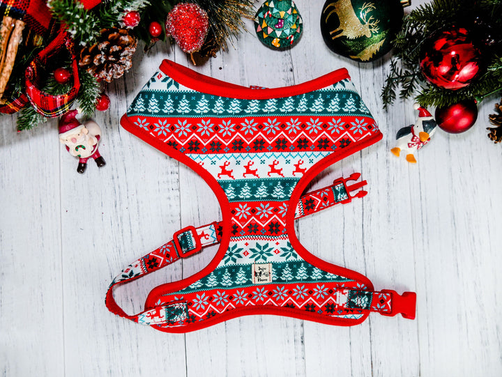 Christmas Plaid dog harness vest, Glitter Tartan dog harness, red green dog harness, Winter boy girl dog harness, holiday puppy dog harness