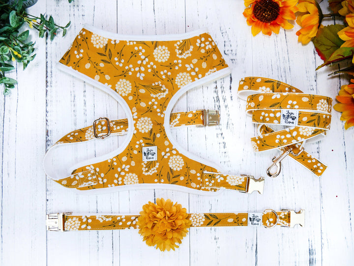 Dog harness - Muster yellow and white flowers