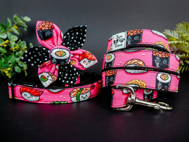 Dog collar with flower - Pinky Sushi