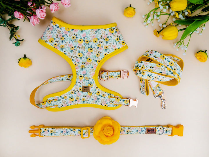 Yellow Rose flower dog harness/ girl floral dog harness vest/ rifle paper co/ small medium dog harness/ custom soft harness/ female puppy