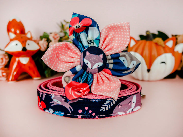 Dog collar with flower - Fox and flower